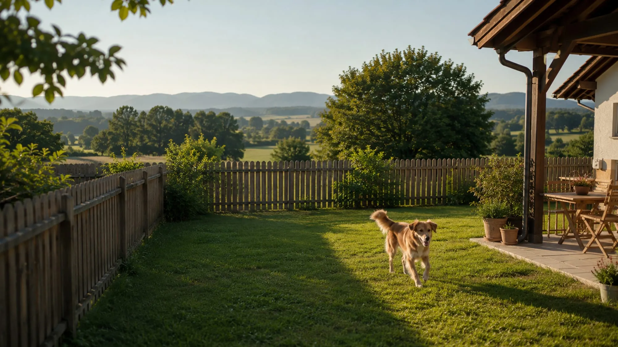 Ferienhaus mit Hund und eingezäuntem Garten